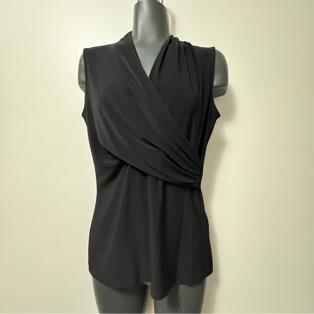 Dkny Black Wrap Blouse with Sleeves Size XS